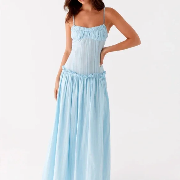 Peppermayo Exclusive - Jacinda Drop Waist Maxi Dress - Blue - Picture 2 of 7